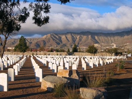Fort Bliss National Cemetery at sunset. Fort Bliss National Cemetery at sunset.